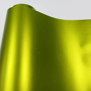 10/20/30/40/50x152CM/Roll лимон зелен матов сатен металик хром винил обвивам филм ролка въздух балон безплатно кола опаковане фолио Decal Изображение