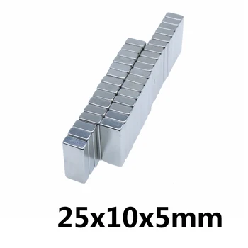  10 / 20 / 30 / 50 / 100pcs 25x10x5MM силна дебелина неодимов магнит 5 мм блок постоянни магнити 25 * 10 * 5 мм мощен магнитен Изображение