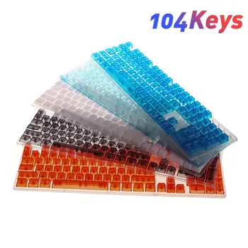 104 клавиши Прозрачни клавиши OEM профил ABS празен ясен клавиш за Mx превключвател Гейминг механична клавиатура RGB подсветка Капачки на клавишите Изображение