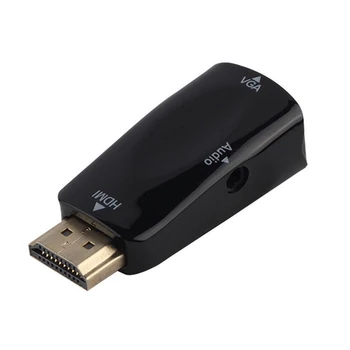 1080P HDMI мъжки към VGA женски адаптер видео конвертор 3.5mm аудио изходен кабел Hot black Изображение