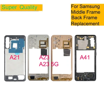 10Pcs/Lot За Samsung Galaxy A23 5G A21 A41 Корпус Средна рамка Bezel Среден капак на плочата със страничен ключ за подмяна Изображение