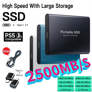 12.12 PS5 256TB твърд диск за PC настолен / преносим компютър SSD високоскоростен твърд диск преносим външен мобилен голям диск за съхранение Изображение