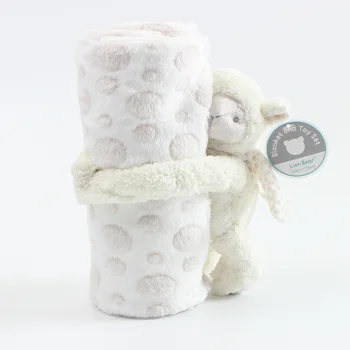 2 парче плюшено бебешко фланелено одеяло и пълнено животно подарък комплект розово зайче новородено бебе спални одеяла Изображение