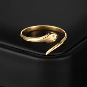 2 цвята прекрасна змия форма отворен регулируем пръст пръстен за жени прост пръстен глоба парти сватбени бижута момиче подарък гореща продажба Изображение