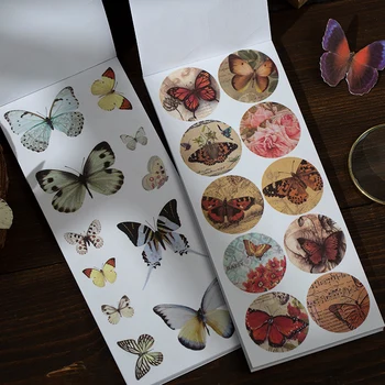 20 бр. Скрапбукинг стикер пакет пеперуда ретро литературен наръчник дневник DIY декоративни стикери 6 модела Изображение