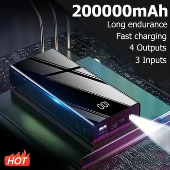 200000mAh Power Bank Голям капацитет LCD PowerBank външна батерия USB портативно зарядно за мобилен телефон за Samsung Xiaomi Iphone Изображение