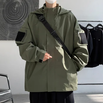 2023 Есен Нова мъжка мода Спортно яке на открито Trend Ретро армия зелено зарядно палто Свободно палто за алпинизъм Изображение