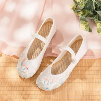 2023 Лято Нов Хан елемент коприна сатен ретро Cheongsam обувки Hanfu обувки Дамски единични обувки Изображение