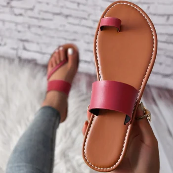 2023 Модни обувки Женски основни дамски чехли Летни плажни чехли Жени Плътен цвят Кръгли обувки Дамски Сапатили Изображение