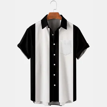 2023 Мъжка риза с къс ръкав Мода Европа и Америка стил Мъжки ризи Hombre Streetwear риза Мъжки ризи Върхове Изображение