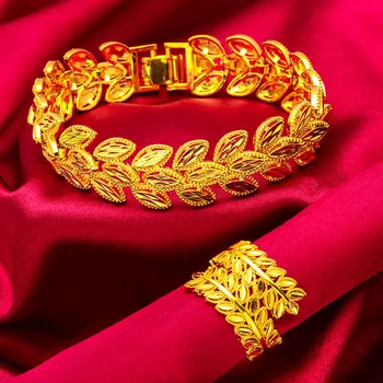 24K позлатени пръстени за гривна от пшеничен уши за жени N20035 Изображение