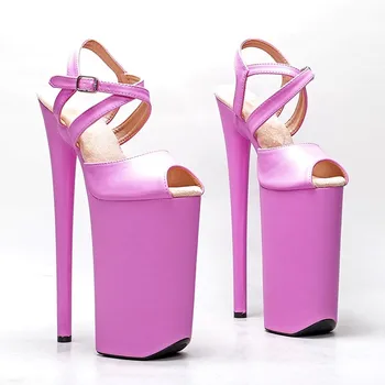 26CM / 10inches Патент PU мода платформа високи токчета сандали дамски пол танц обувки 005 Изображение