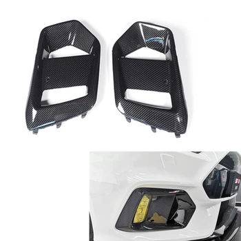 2PCS Carbon Fiber Look Front Bumper Fog Light Side Lamp Air Vent Cover Trim Duct Bezel Frame For Ford Focus RS 2015-2018 Изображение
