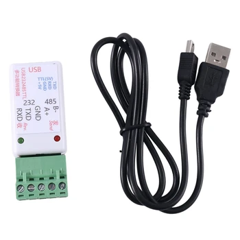 3 In1 USB 232 485 TO RS485 / USB TO RS232 / 232 TO 485 конвертор адаптер Ch340 W / LED за WIN7, Linux PLC контрол на достъпа Изображение