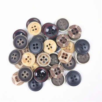 30Pcs 11.5-12.5mm 4 дупки кръгли смола бутони плосък гръб пластмаса за деца шиене присъединяване бутон годни шиене Scrapbooking DIY Изображение