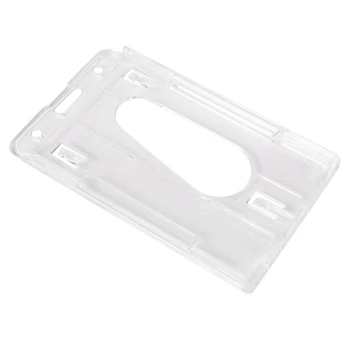 3X Вертикален твърд пластмасов държач за значка Двойна карта ID Multi прозрачен 10X6cm Изображение