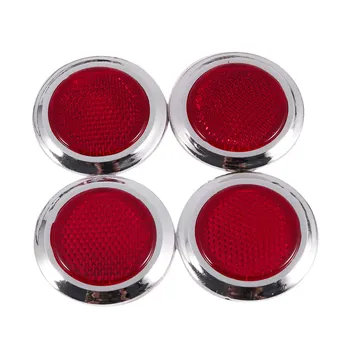 4 бр. Авто кола пластмасови кръгли отразяващи рефлектор стикер червен Изображение