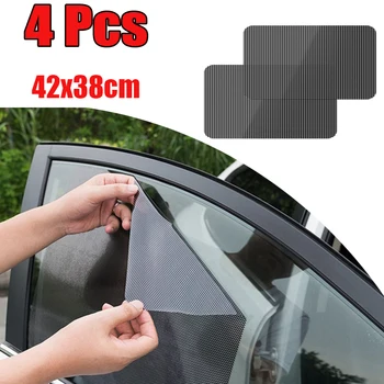 42x38cm 4Pcs кола сенник стикери PVC слънцезащита страничен прозорец сенник страничен прозорец щит DIY кола стикери авто екстериор Изображение