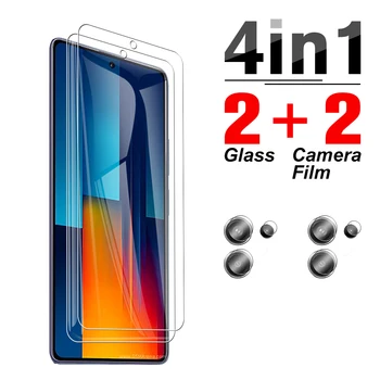 4in1 За Xiaomi Poco M6 Pro 4G обектив екран протектор pocophone M6pro M 6pro прозрачно закалено стъкло 6.67 инча HD защитно стъкло Изображение