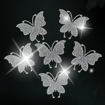 4PCS Rhinestone Set Drill Butterfly Self-Adhesive Patch For Girls, Car Bag Hat Book Decoration Изображение