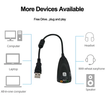 5HV2 USB 2.0 външна звукова карта 7.1 адаптер безплатно устройство щепсел и възпроизвеждане слушалки микрофон звукова карта за лаптоп PC професионален Изображение