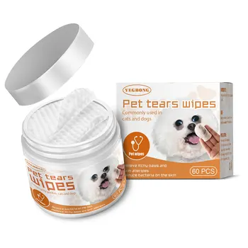 60pcs/box Puppy Pet Wipes Portable Gentle Cleaning Soft Wet Eye Tear Stain Remover Хигиенично защитно куче котка Grooming Изображение