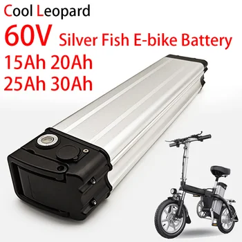  60V 15Ah 20Ah 25Ah 30Ah литиево-йонна батерия, за сребърна риба стил електрическа велосипедна батерия с алуминиев калъф против кражба заключване Изображение