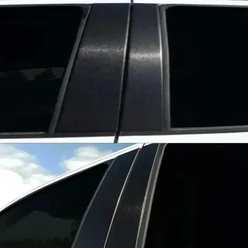 6Pcs кола врата прозорец стълб постове подстригване капак формоване стикери за BMW Серия 3 E90 2005-2012 Матово черно колона аксесоари Изображение