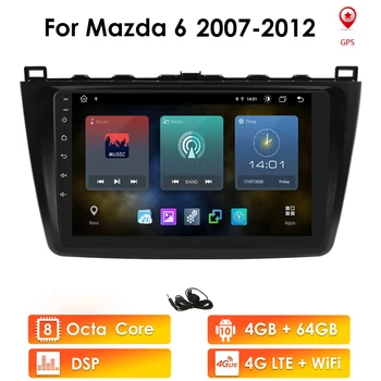 Android 10 Автомобилен мултимедиен радио плейър за Mazda 6 2007 - 2012 Navi Autoradio касетофон GPS видео стерео WiFi RDS 4G SWC BT Изображение