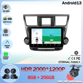 Android 13 Touch GPS навигация за кола видео Smart Player за Toyota Highlander 2 XU40 2007 - 2013 5G WIFI BT 4G LET CPU QLED Изображение