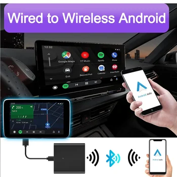 Android Автоматичен безжичен адаптер за OEM фабрично жични Android Auto модели автомобили plug and play лесна настройка Изображение