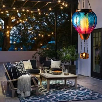 Art & Gift Слънчев балон с горещ въздух фенер, висящ със слънчева енергия LED светлини, водоустойчив, преносим, декоративен Изображение