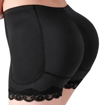 Butt Enhancer Underwear High Waist Butt Lifter Подплатени бикини 4 подложки Сменяеми дамски безшевни дантелени бикини Enhancer бельо Изображение