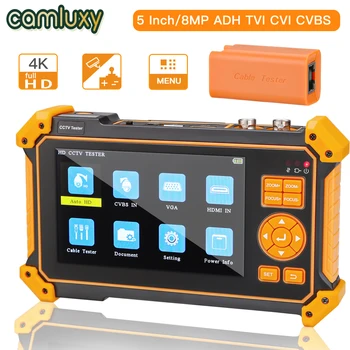 Camluxy 5 инчов TFT-LCD екран CCTV камера тестер монитор подкрепа 4K 8MP CVI TVI AHD SDI CVBS аналогова камера тестер 3200-Plus Изображение