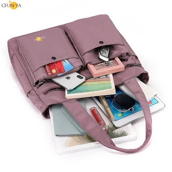 CFUN YA 2023 Нова найлонова дамска чанта за жени Дамска чанта за рамо Водоустойчива голяма многофункционална чанта за пътуване Tote Travel Messenger Mum Diaper Bag Изображение