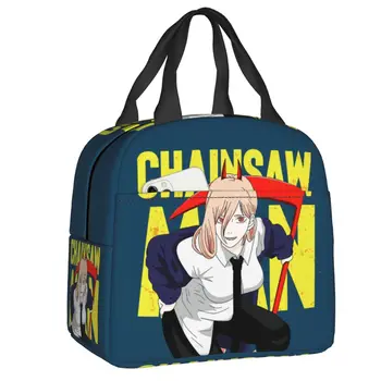 Chainsaw Man Power изолирани чанти за обяд за жени Детски термичен охладител обяд кутия училище пътуване пикник храна контейнер чанти Изображение