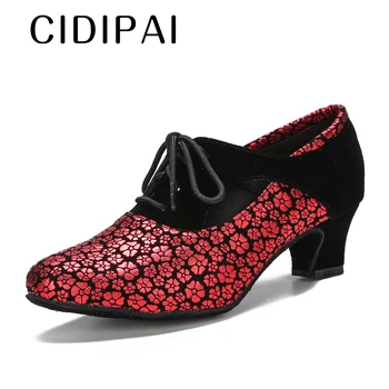 CIDIPAI Baotou Обувки за латино танци Кубинска пета Обувки за бални танци на ток Джаз салса Модерна обувка Мека подметка Парти танцови обувки Изображение