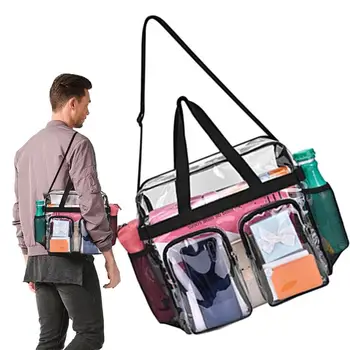 Clear пътуване голяма пазарска чанта сълза устойчиви с цип тоалетни чанти прозрачна голяма пазарска чанта Изображение