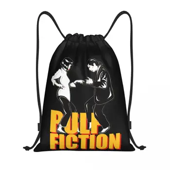 Cool Pulp Fiction Джон Траволта 3 шнур чанти фитнес чанта творчески раница хумор графичен шнур раница училища Изображение