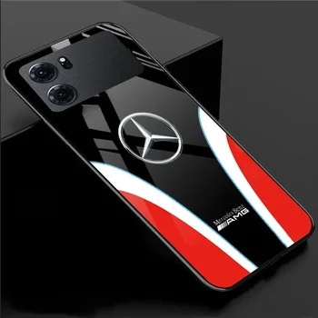 Creative 3 цветно обратно стъкло Mercedes Benz телефон случай за OPPO K11 Pro K10 K9 K11X K10X K1 Real K5 луксозен спортен автомобил капак Capa Изображение