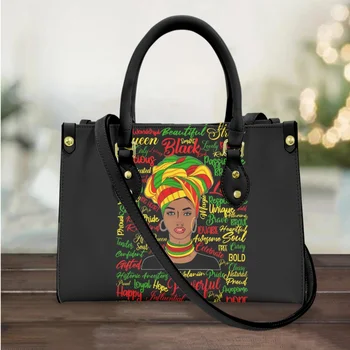 Creative африканска жена култура дизайнер случайни PU кожа пазарска чанта тенденция Топ дръжка пратеник чанта чанти женски момичета подарък Изображение