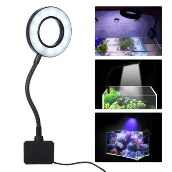 D C 5V 7W 18 LED аквариум светлина риба буркан скоба клип изглед лампа USB димиране гъвкави огъващи се преносими аквариум светлина 3Colors Изображение