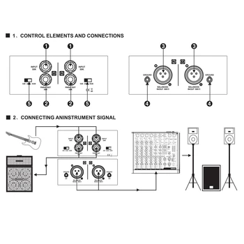 DI-2 аудио изолатор пасивен аудио DI кутия аудио шумопотискател китара изолатор резистор анти-шум аудио конвертор Изображение