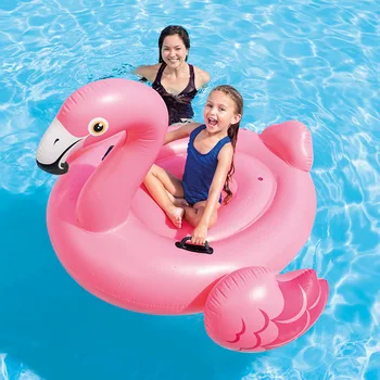 intex 57558 Pink Flamingo Pool Float & Tube - 142см Надуваема плувка за релаксиращ плаж & Езерни дни Изображение