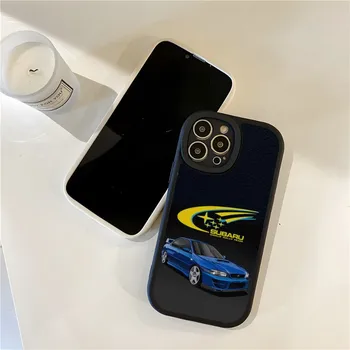 JDM Subaru WRX Sti лого телефон случай агнешка кожа за Apple Iphone 14 Pro Max11 13 12 Mini X Xr Xs 7 8 Puls Se силиконов заден капак Изображение