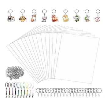 Keychain Set -15 печатни свиваеми листа, 20 ключодържатели, 100 пръстени за разделен скок и 5 клипове за омари Diycrafts за деца трайни Изображение