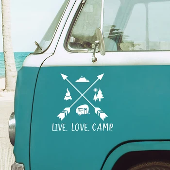 Live Love Camp стикери, Ван каравана кемпер декор винил ваденки декорация аксесоари тунинг части на открито Изображение