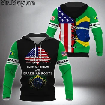MERICAN GROWN WITH BRAZILIAN ROOTS 3D Jacket Men/Women Hoodie Unisex Casual Streetwear Sweatshirts Пуловер Sudadera Hombre Изображение