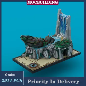 MOC градска сцена 3D модел градивен блок DIY водопад колекция серия играчки подаръци Изображение