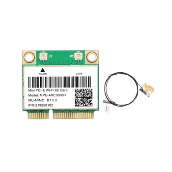 MPE-AXE3000H WiFi карта + антена WiFi 6E 2400Mbps мини PCI-E за BT 5.2 802.11AX 2.4G / 5G / 6Ghz Wlan мрежова карта Изображение